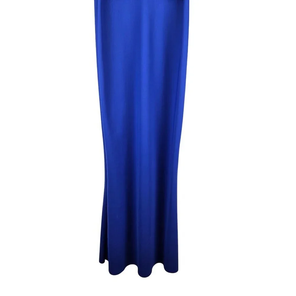 Chiara Boni Maxi Gown Womens 44 US 8 Cobalt Blue V-neck‎ Stretch Event Formal